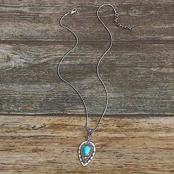 Sterling Silver Turquoise Pendant Necklace - Picture 4 of 5